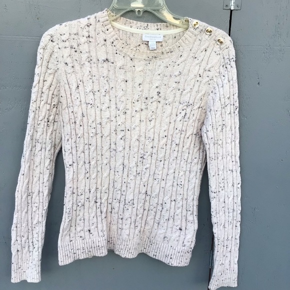 Charter Club Cream Crew Neck Sweater with Cable Knit - Picture 8 of 11